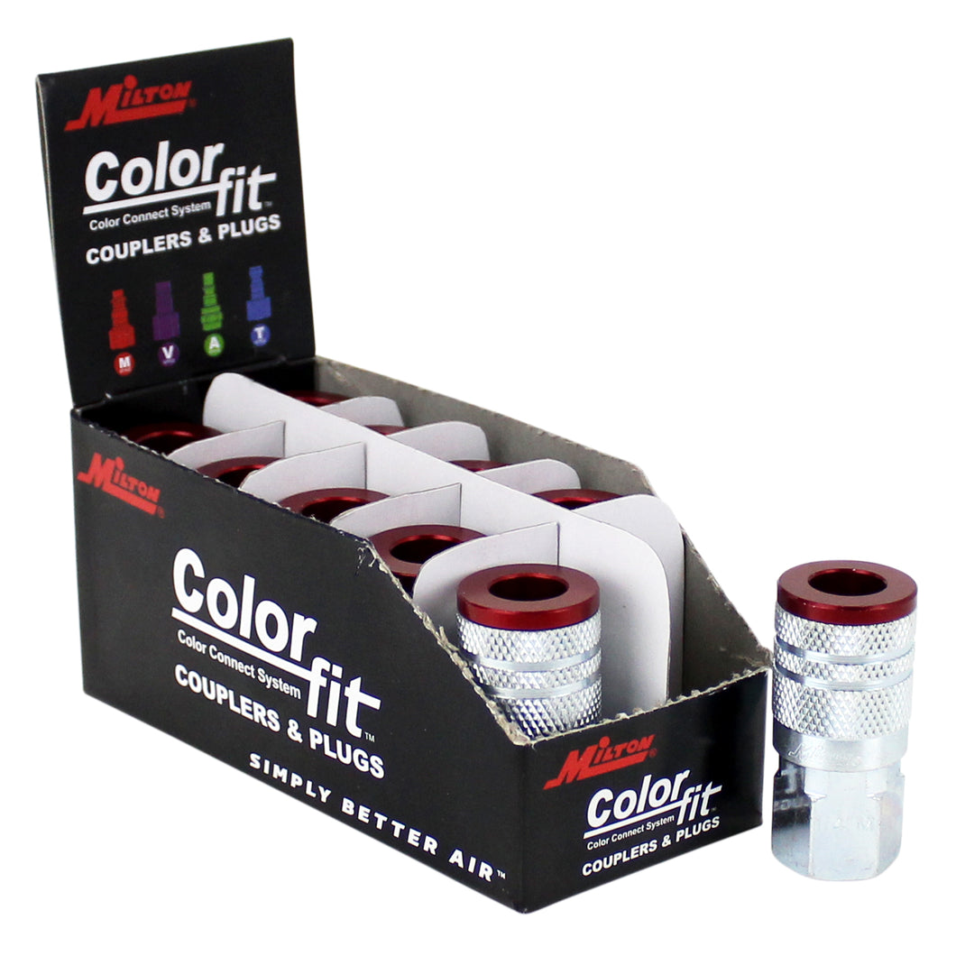 ColorFit™ by Milton 715MC Pneumatic Couplers - (M-style, Red) - 1/4