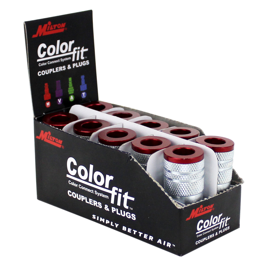 ColorFit™ by Milton 716MC Pneumatic Couplers - (M-style, Red) - 1/4