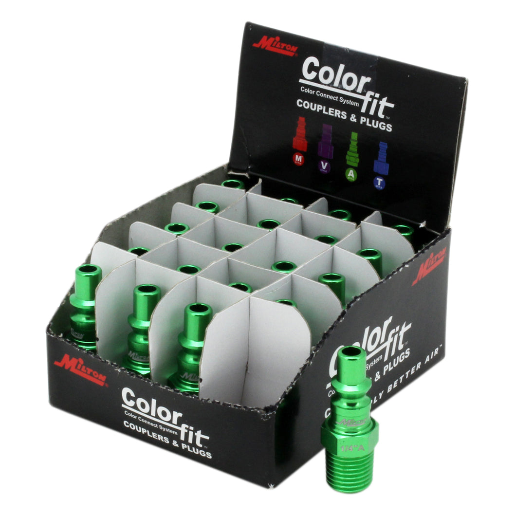 ColorFit™ by Milton 777AC-20 Pneumatic Plugs - (A-style, Green) - 1/4