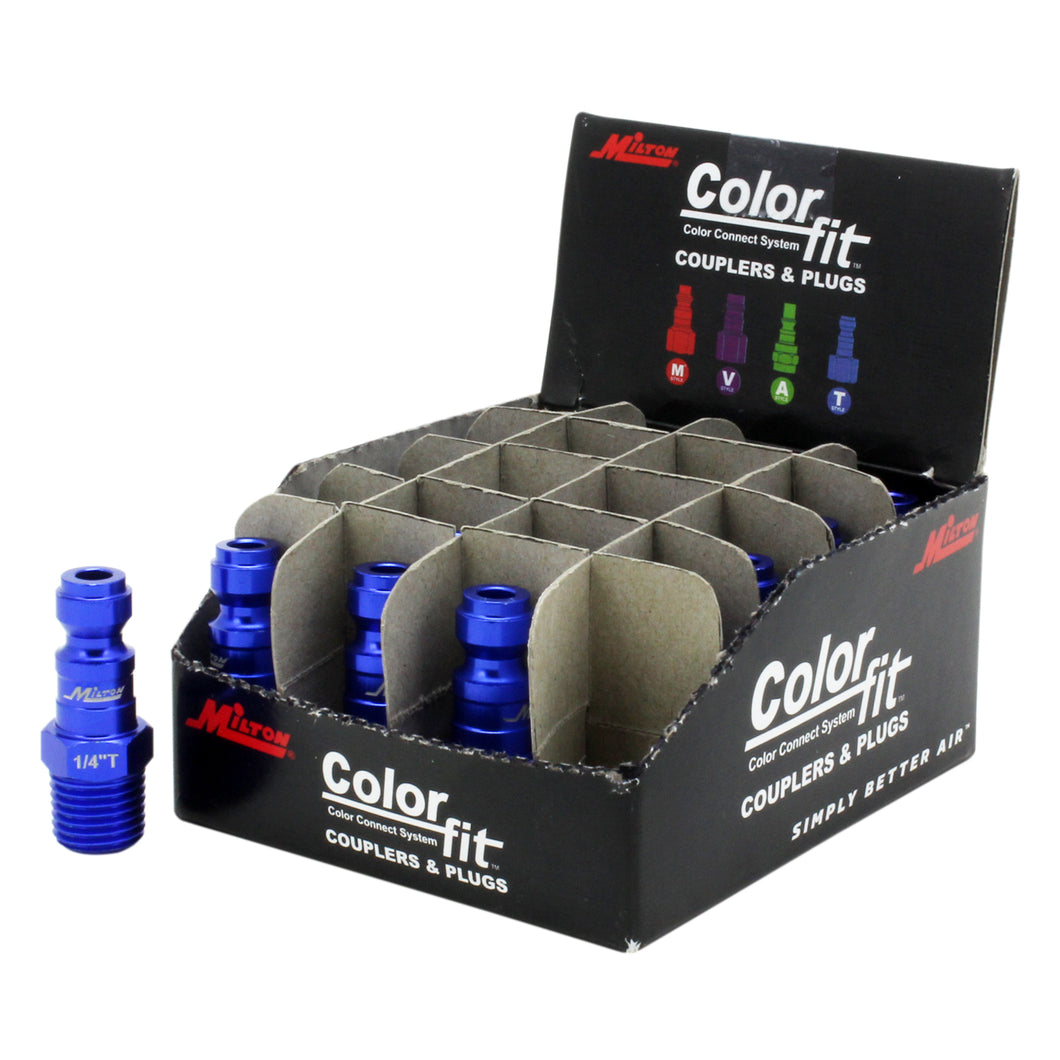 ColorFit™ by Milton 783TC-20 Pneumatic Plugs - (T-style, Blue) - 1/4
