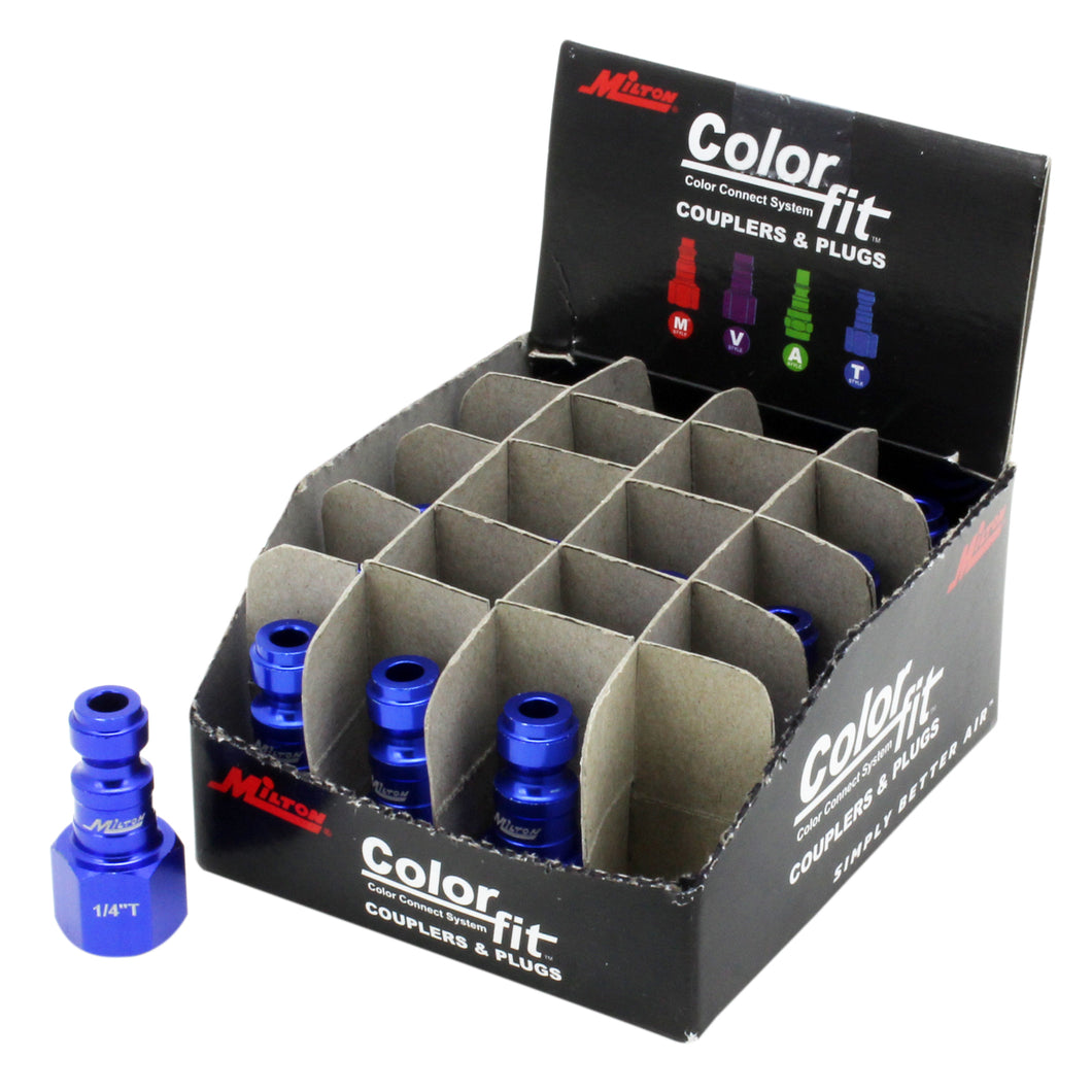 ColorFit™ by Milton 784TC-20 Pneumatic Plugs - (T-style, Blue) - 1/4