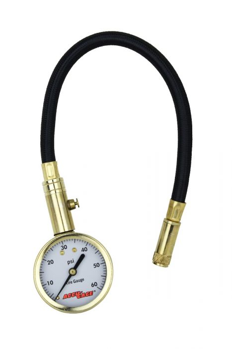 Accu-Gage by Milton Dial Tire Pressure Gauge with Straight Air Chuck and 11 in. Braided Hose - ANSI Certified for Motorcycle/Car/Truck Tires (0-60 PSI)