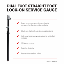 Load image into Gallery viewer, Milton Dual Foot Straight Lock-on Chuck Service Gauge, Non-Slip Grip Matte Black Poly -13” 1-160 PSI, For Large Vehicle Tires
