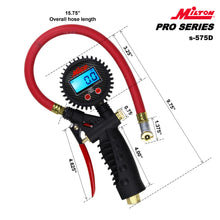 Load image into Gallery viewer, Milton S-575D Pro Digital Pistol Grip Inflator Gauge - Ball Foot Chuck and 15&quot; Hose - 255 PSI
