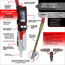 Load image into Gallery viewer, Milton s-587e Precision Digital Tire Inflator &amp; Pressure Gauge 15&quot; EPDM rubber air hose (0-160 PSI), Extreme ± 0.05% Accuracy with Full Swivel Straight Foot/Dual Head Air Chuck
