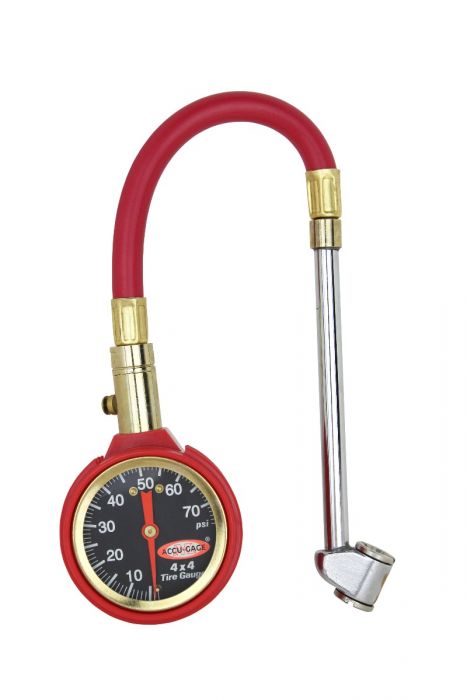 Accu-Gage by Milton Dial Tire Pressure Gauge with Dual Foot Air Chuck and 11 in. Rubber Hose - ANSI Certified for Motorcycle/Car/Truck Tires (0-75 PSI)